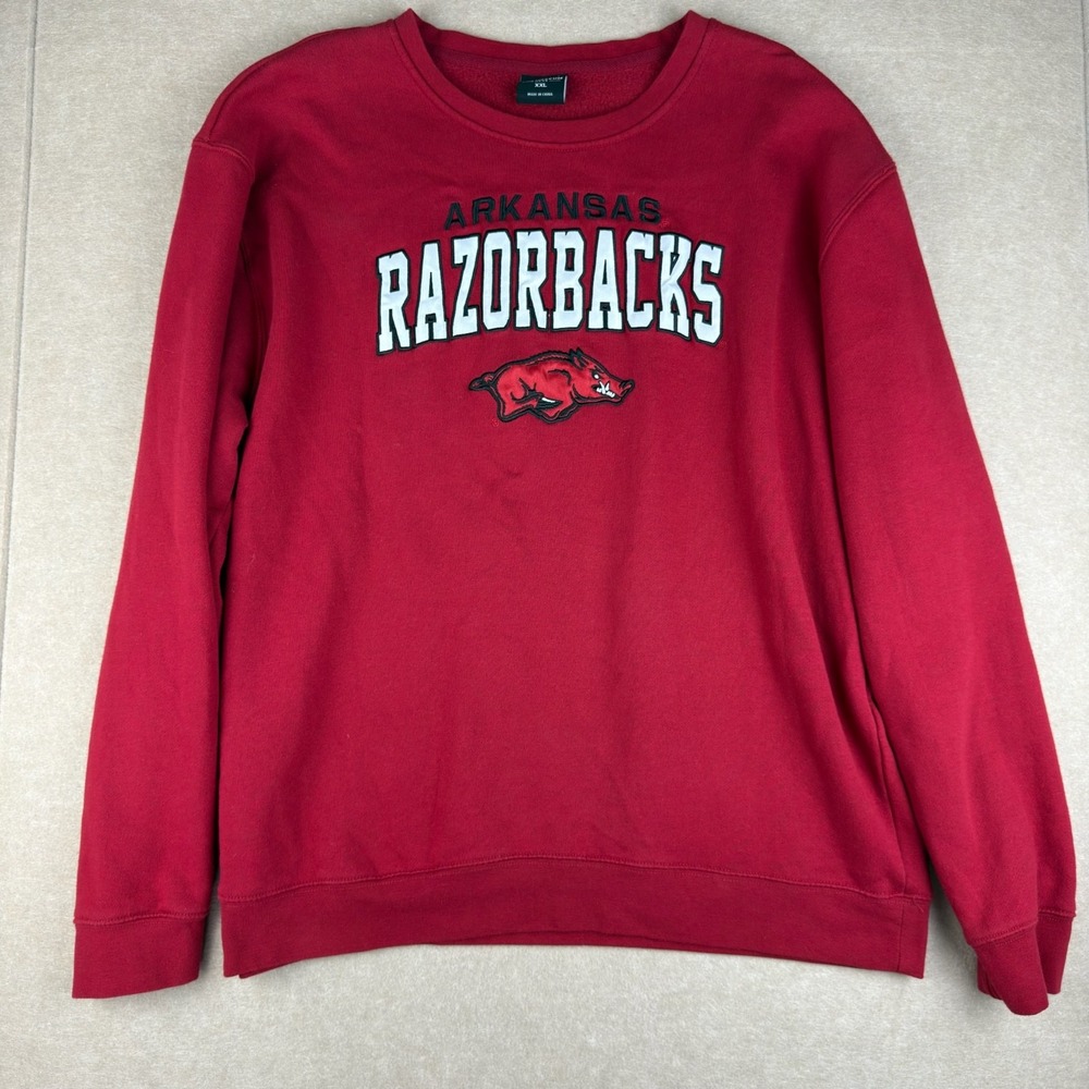 Colosseum‎ Arkansas Razorbacks Mens XXL Red Sweatshirt NCAA Pullover Crewneck
